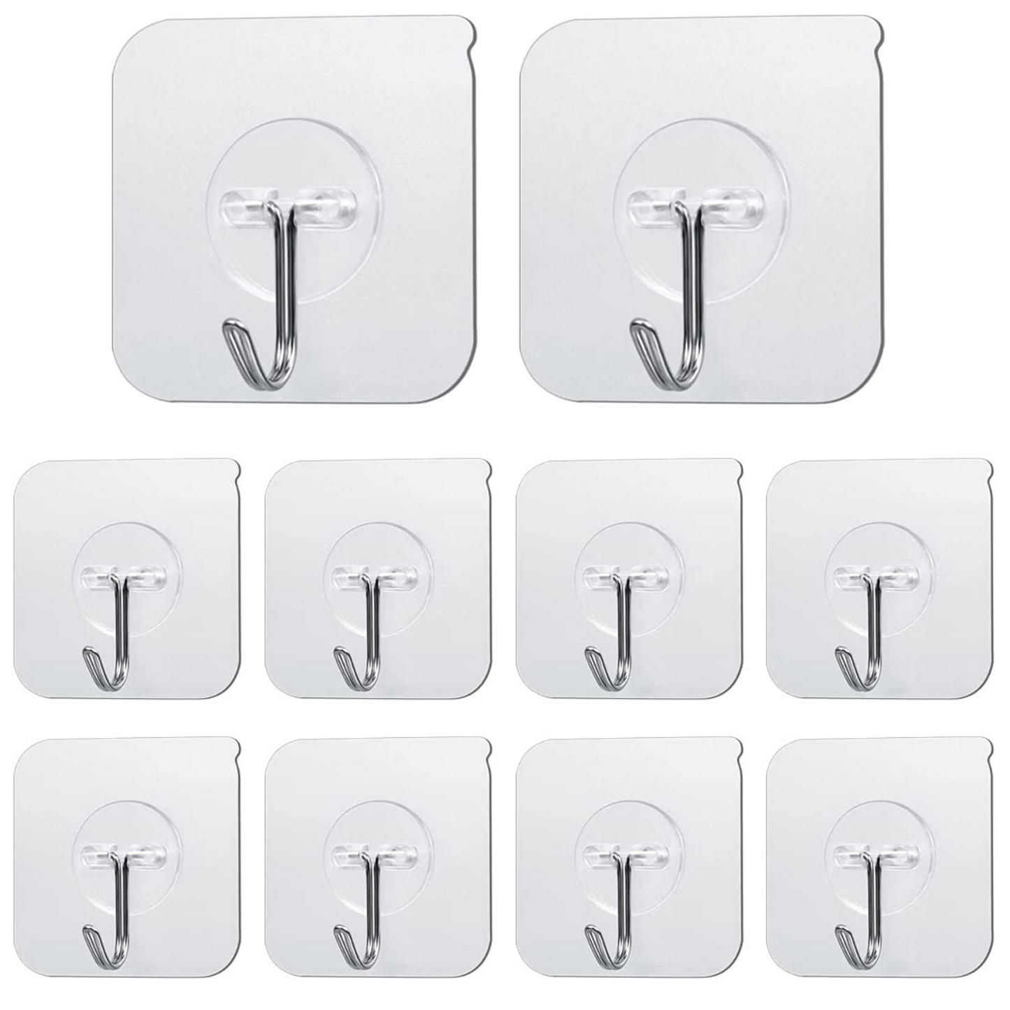 Self-Adhesive Stainless Steel Wall Hooks for Kitchen, Bathroom (Pack of 10)