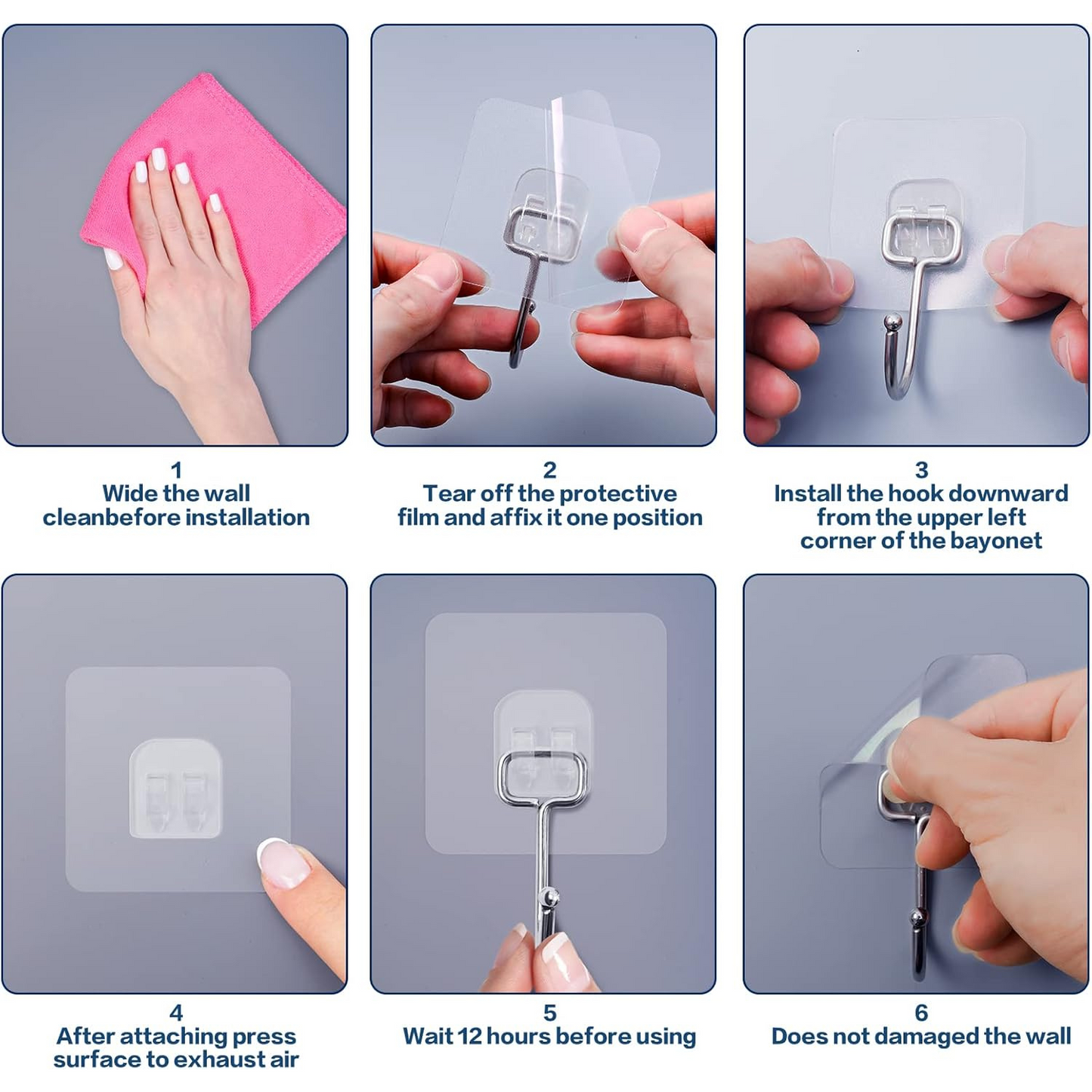 Self-Adhesive Stainless Steel Wall Hooks –Utility Hanging