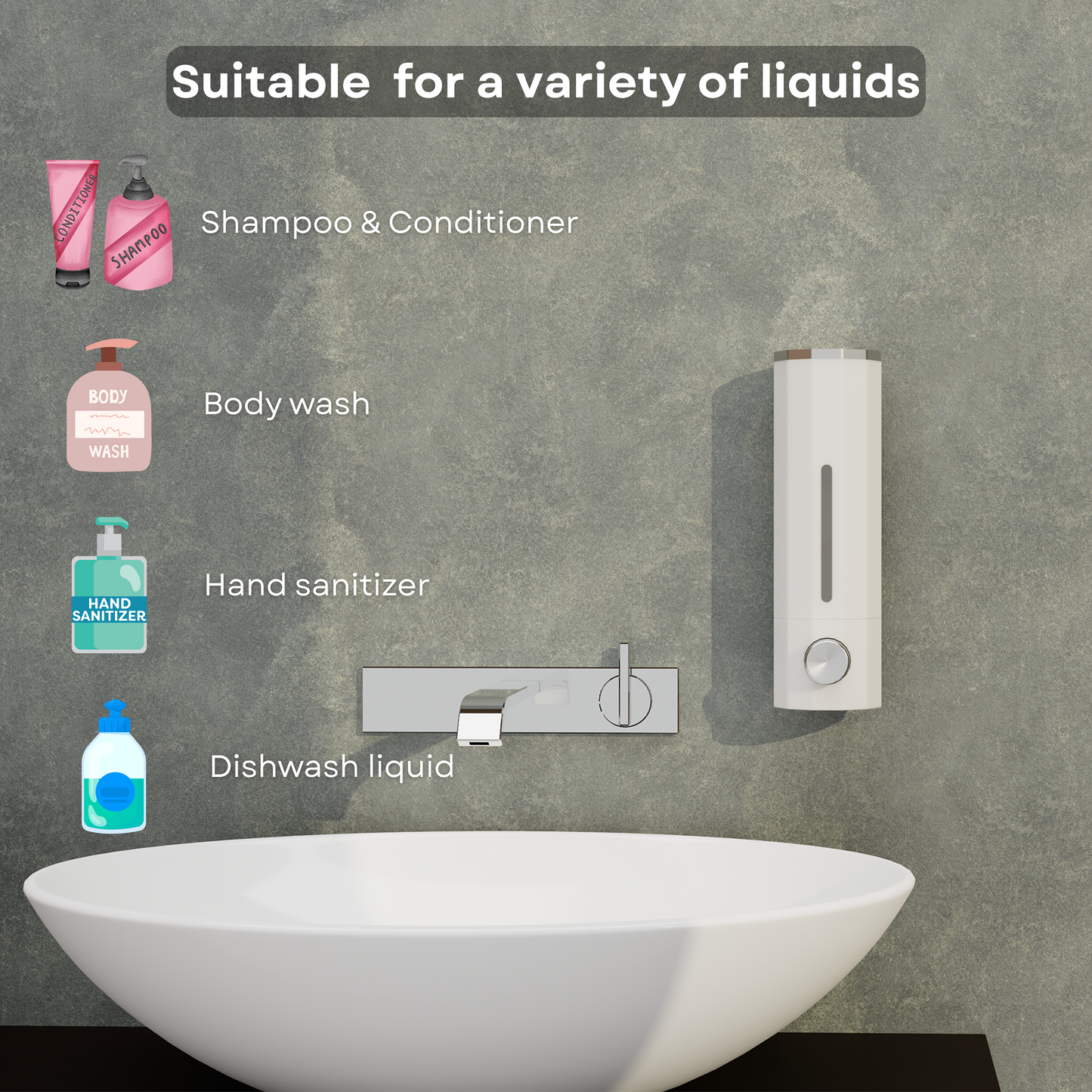 Round Button Liquid Soap Dispenser For Wall-Mounted Design