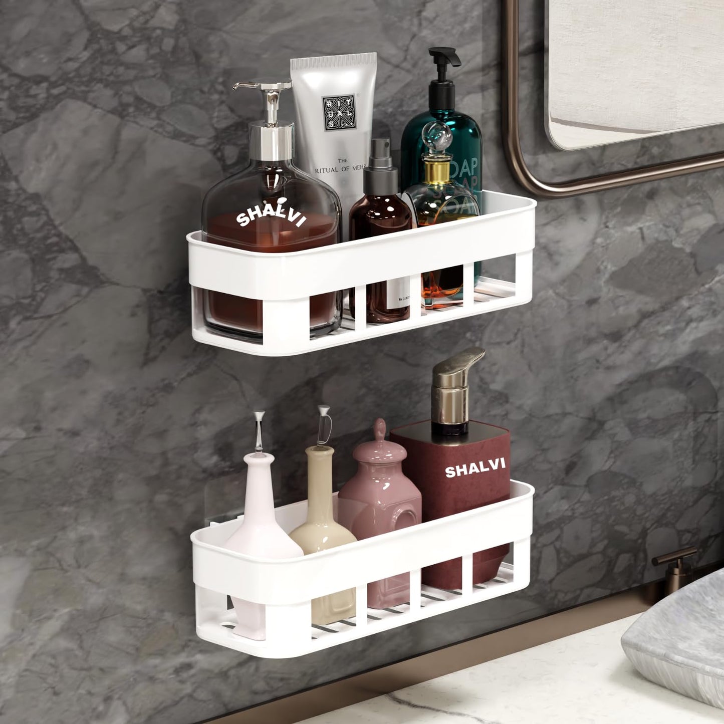 Wall Mounted Plastic Bathroom Shelf