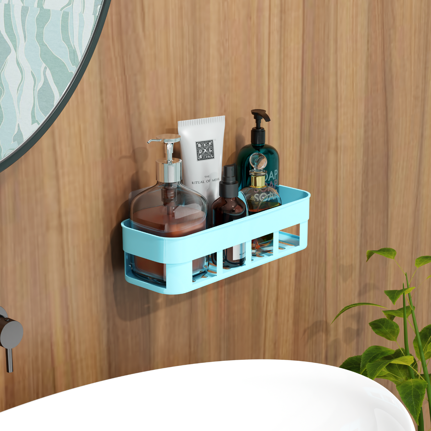 Wall Mounted Plastic Bathroom Shelf