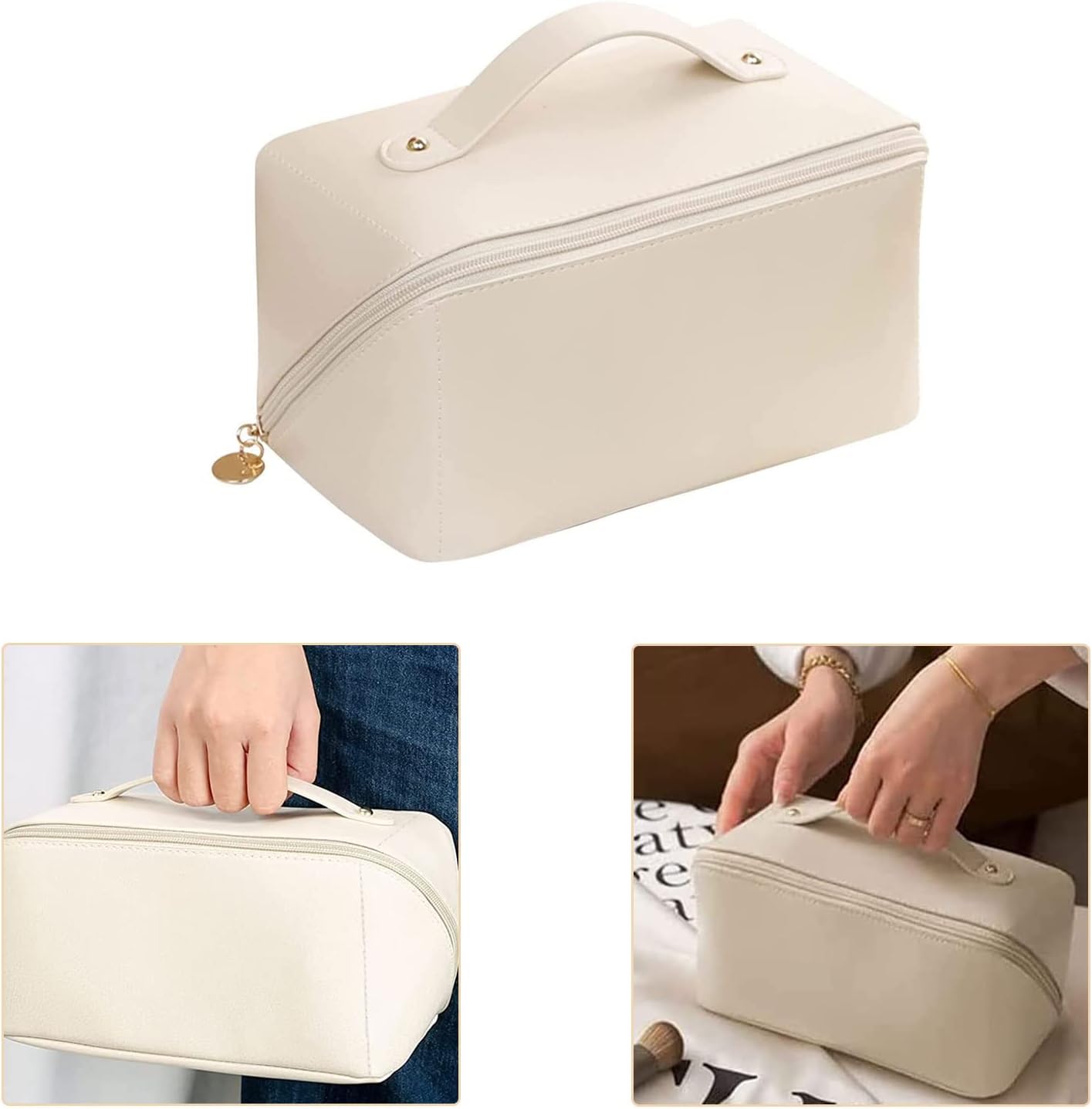 Large Capacity PU Leather Makeup & Toiletry Bag