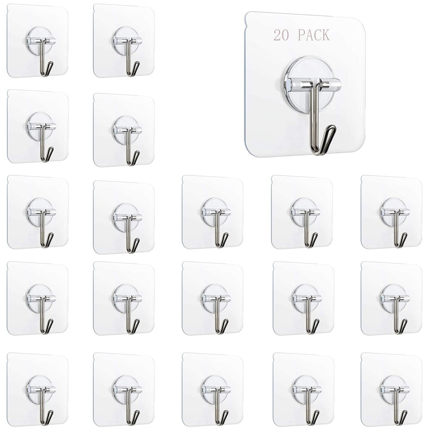 Self-Adhesive Stainless Steel Wall Hooks for Kitchen, Bathroom