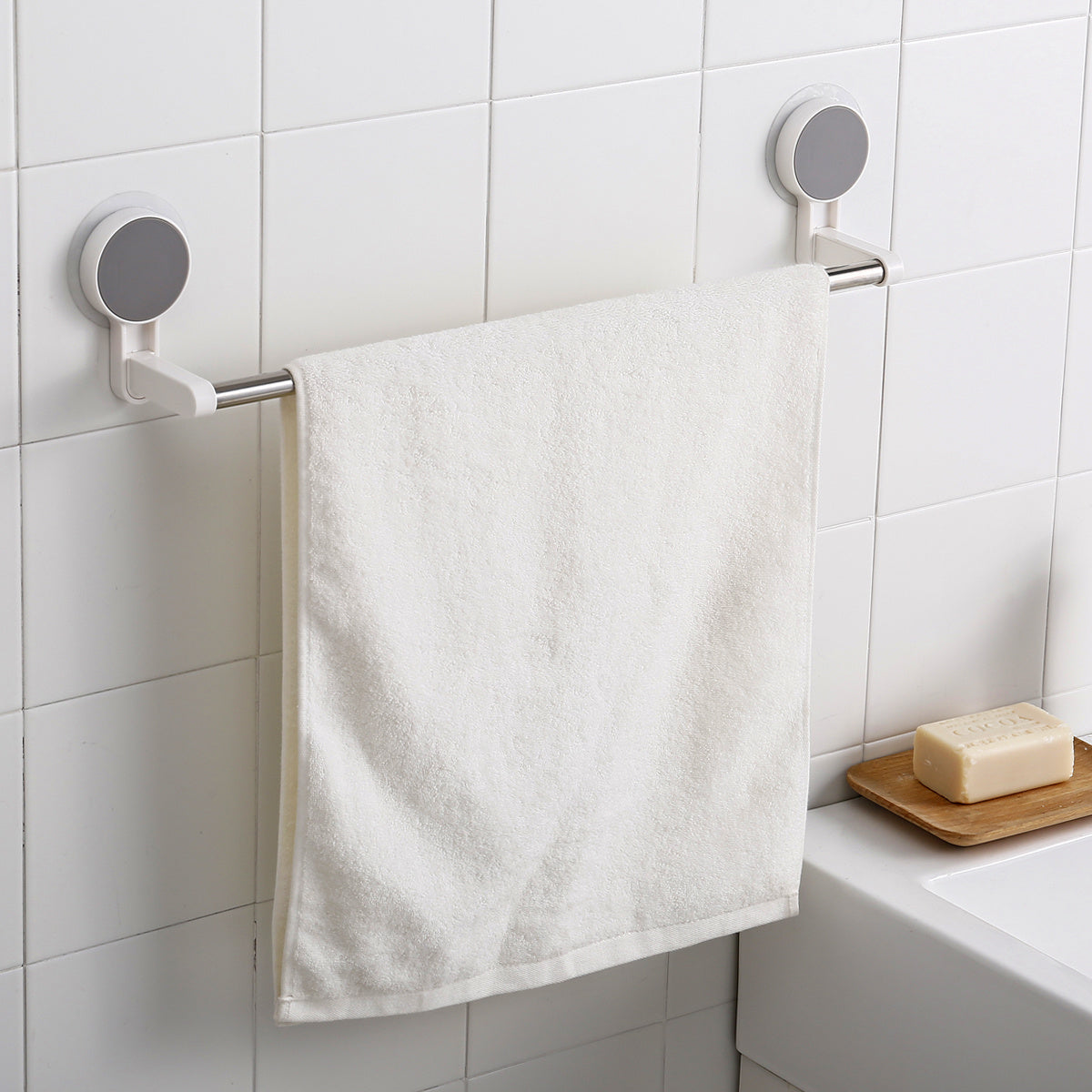 Adhesive Steel Pipe Towel Holders - No Drilling