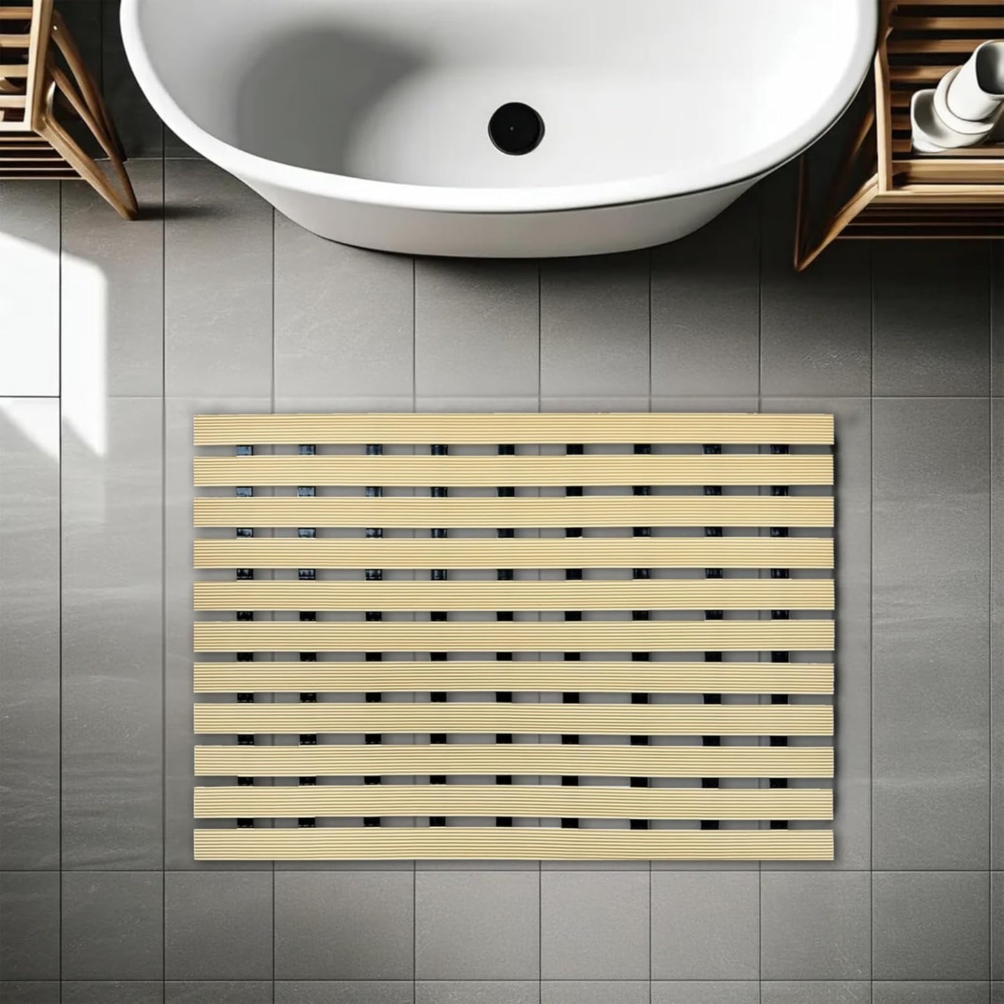 Shower Mat with Drain Holes Anti-Slip Bathroom Floor Mat