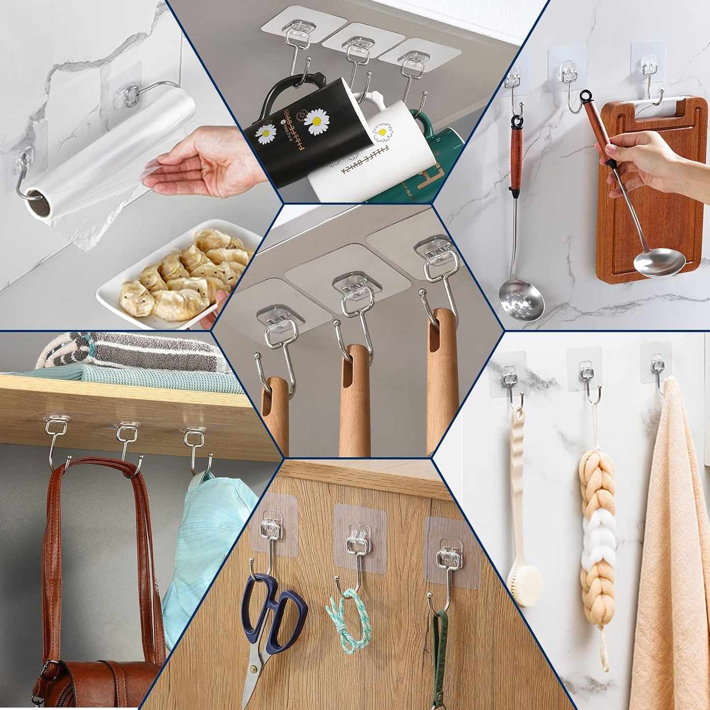 Self-Adhesive Stainless Steel Wall Hooks –Utility Hanging