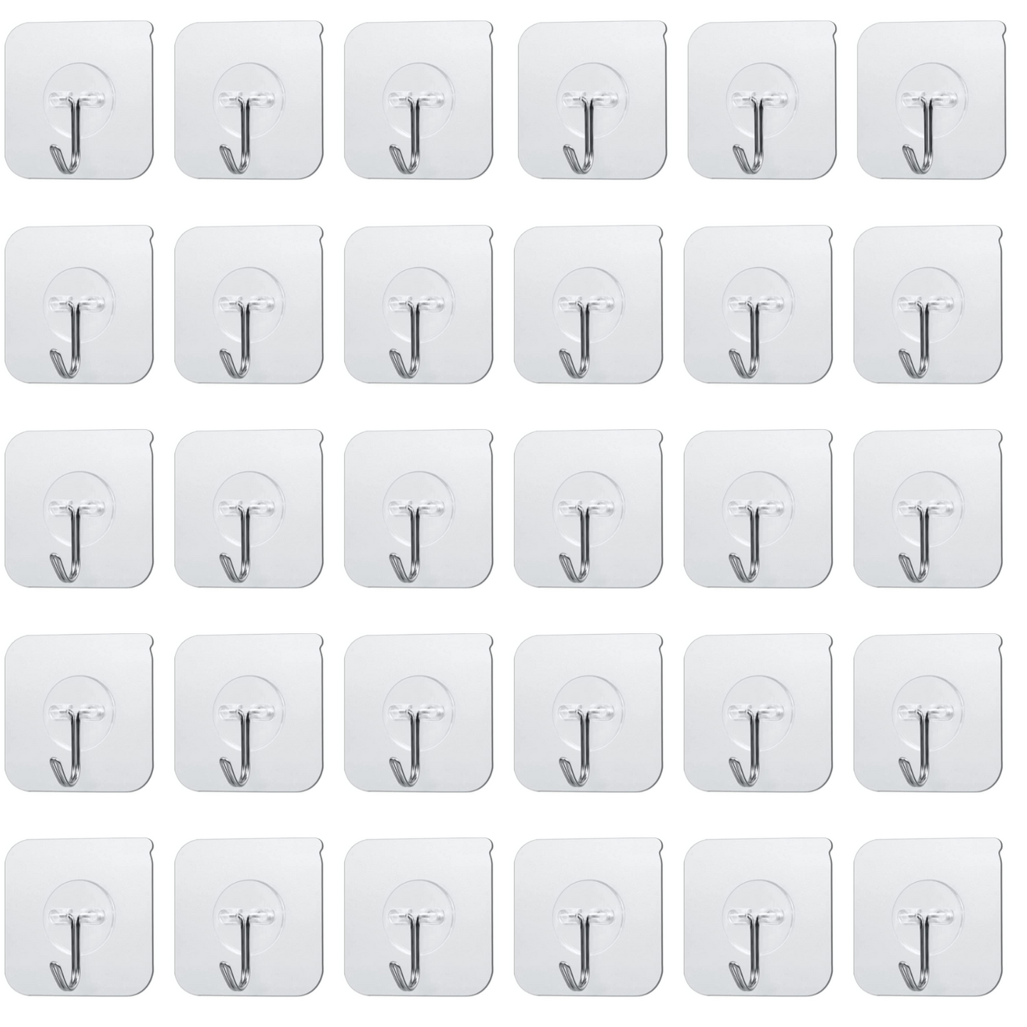 Self-Adhesive Stainless Steel Wall Hooks for Kitchen, Bathroom (Pack of 30)