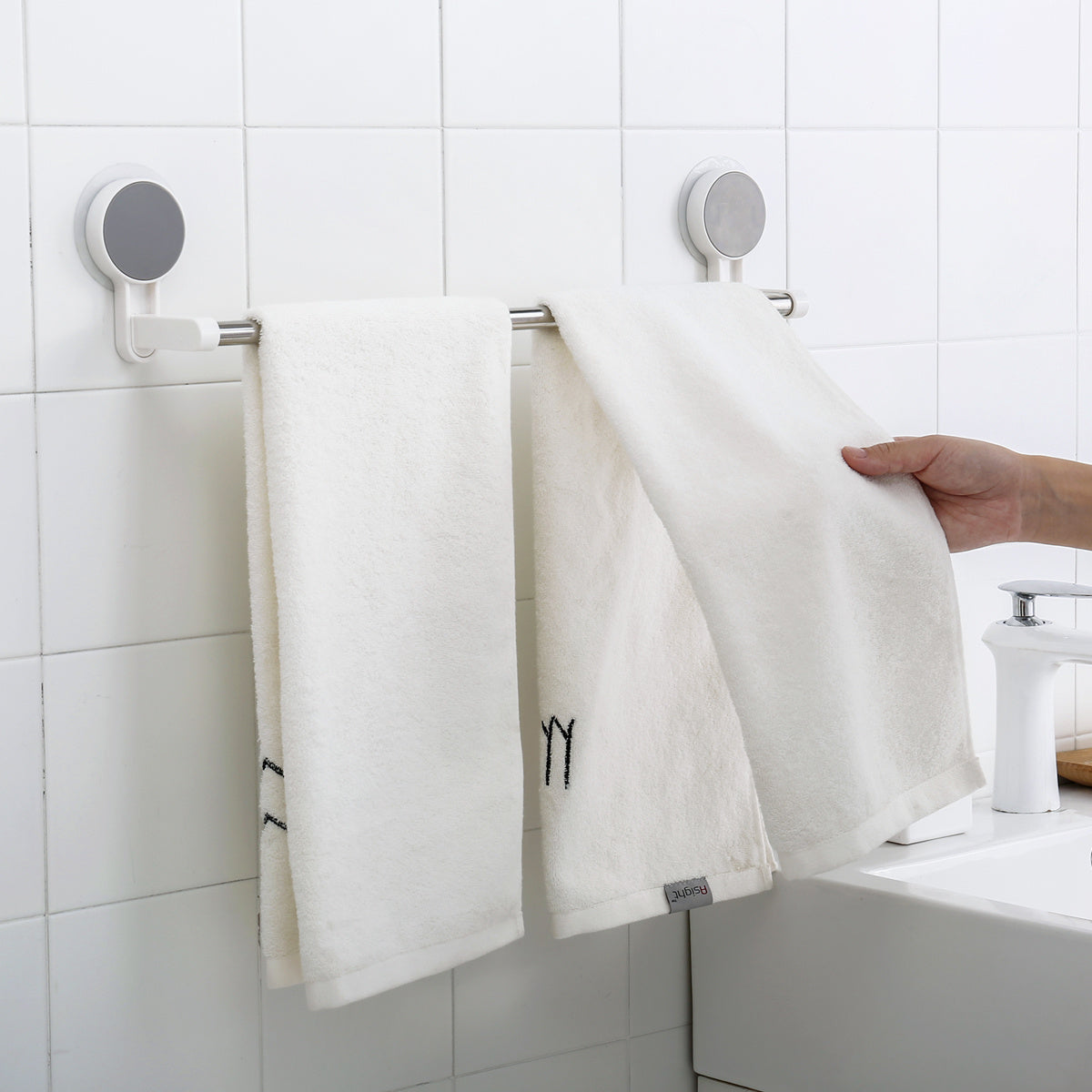 Adhesive Steel Pipe Towel Holders - No Drilling