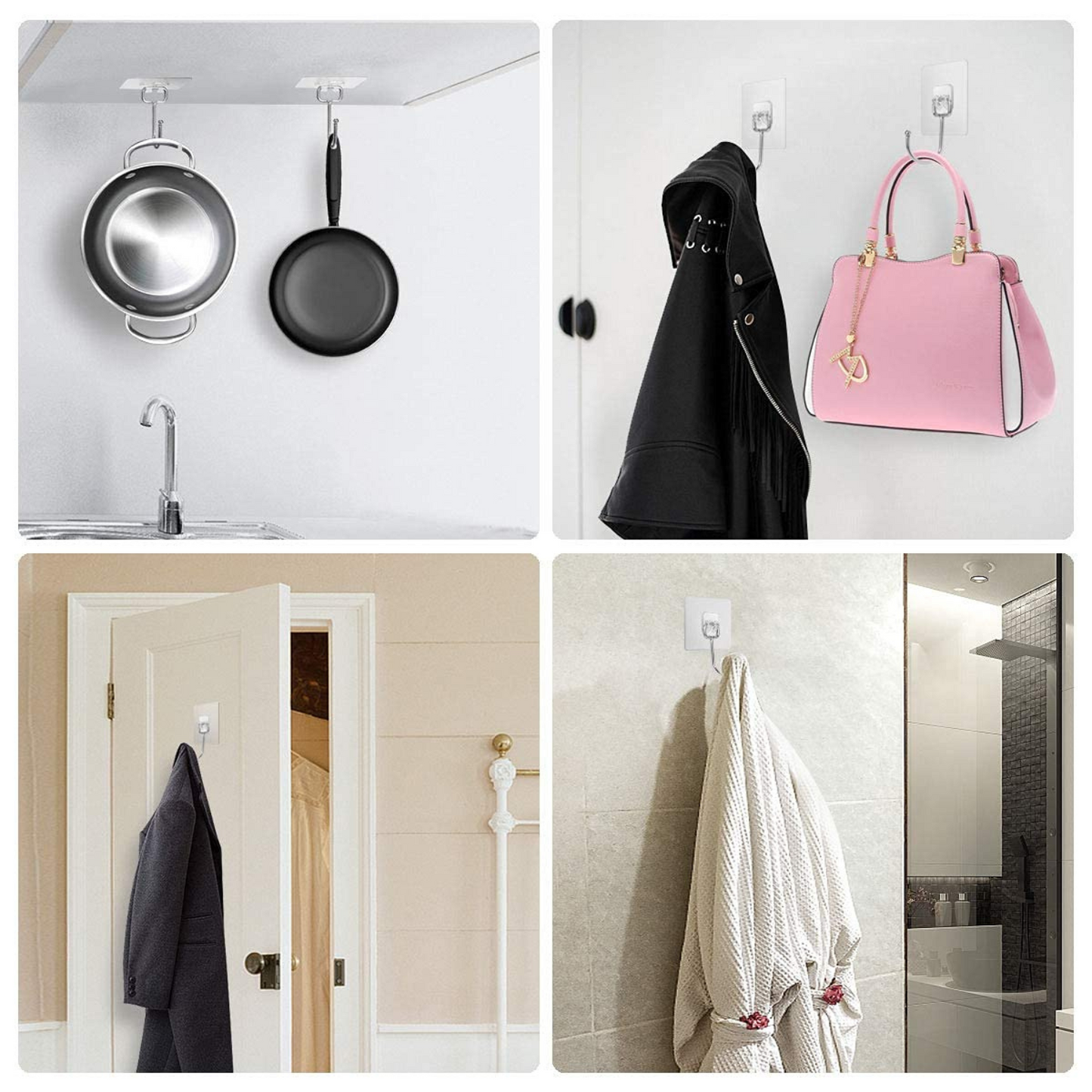Self-Adhesive Stainless Steel Wall Hooks –Utility Hanging