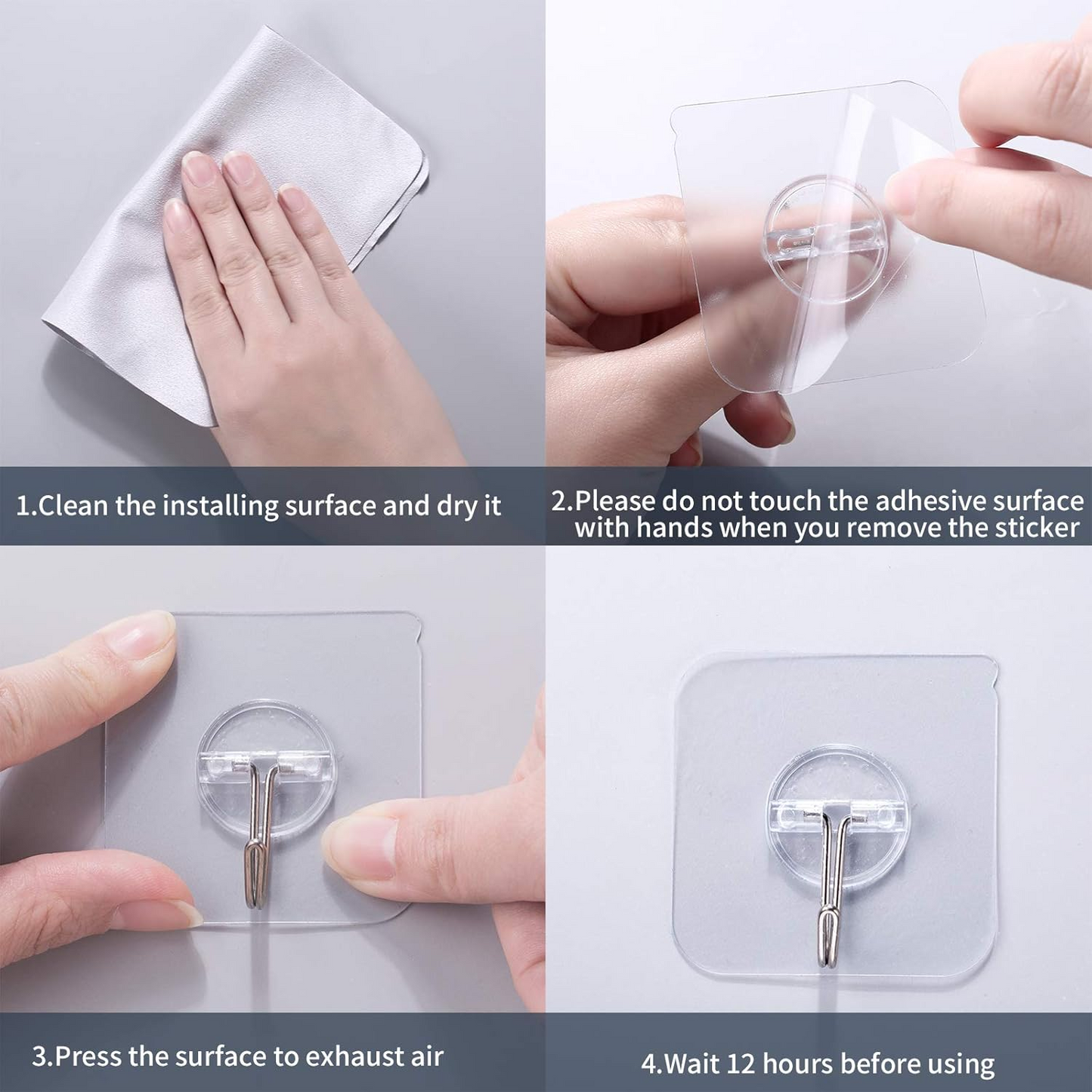 Self-Adhesive Stainless Steel Wall Hooks for Kitchen, Bathroom (Pack of 10)