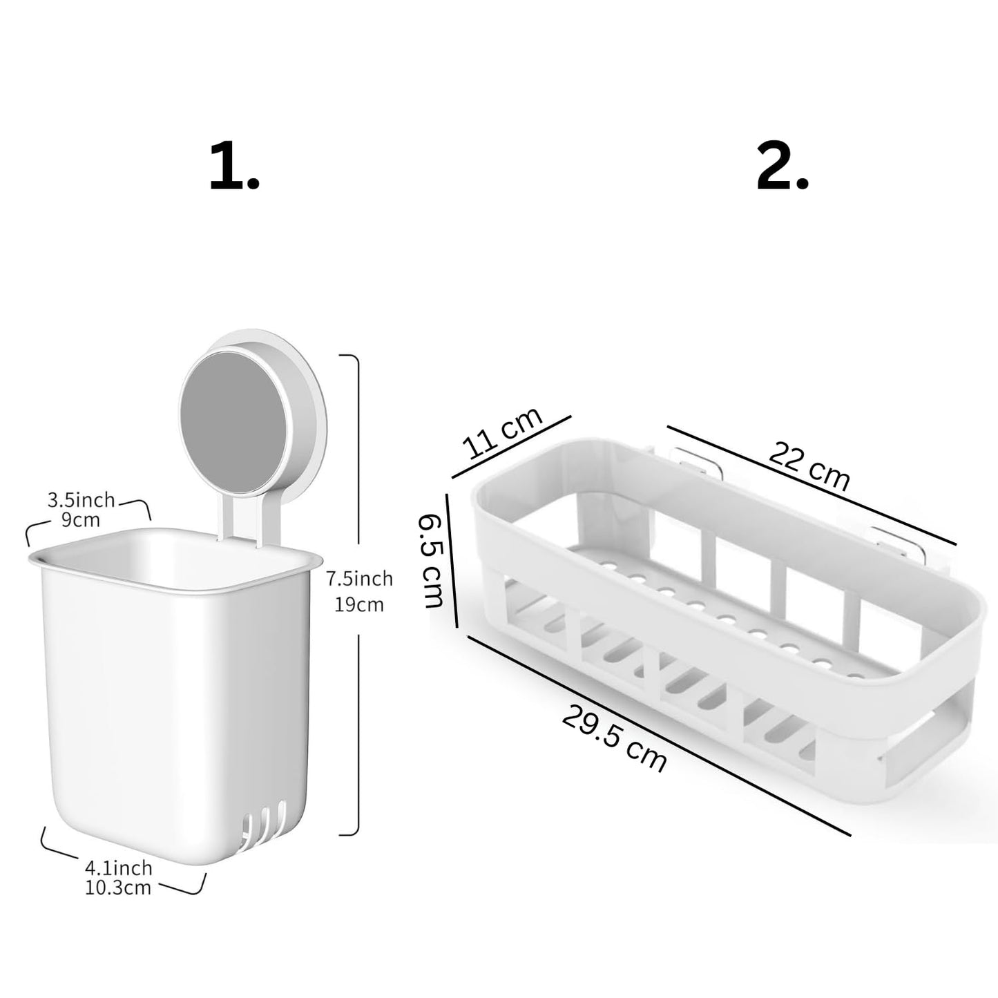 Rectangular Shelf & 2 Toothbrush Holders