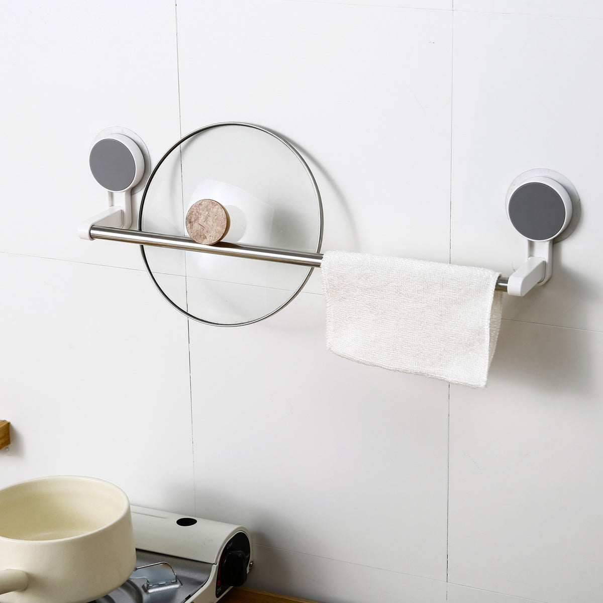 Adhesive Steel Pipe Towel Holders - No Drilling