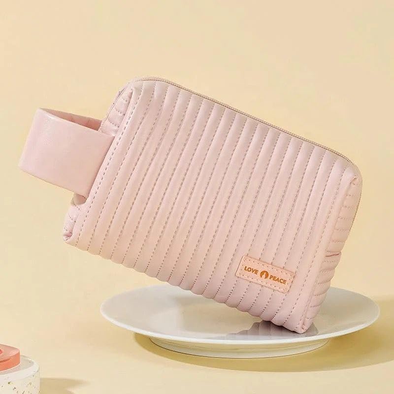 Leather Makeup Organizer - Portable Zippered Bag