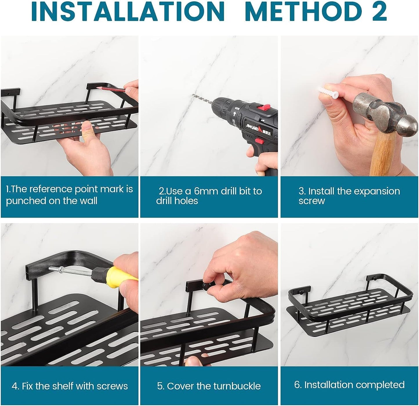 Wall-Mounted Aluminum Bathroom Shelf