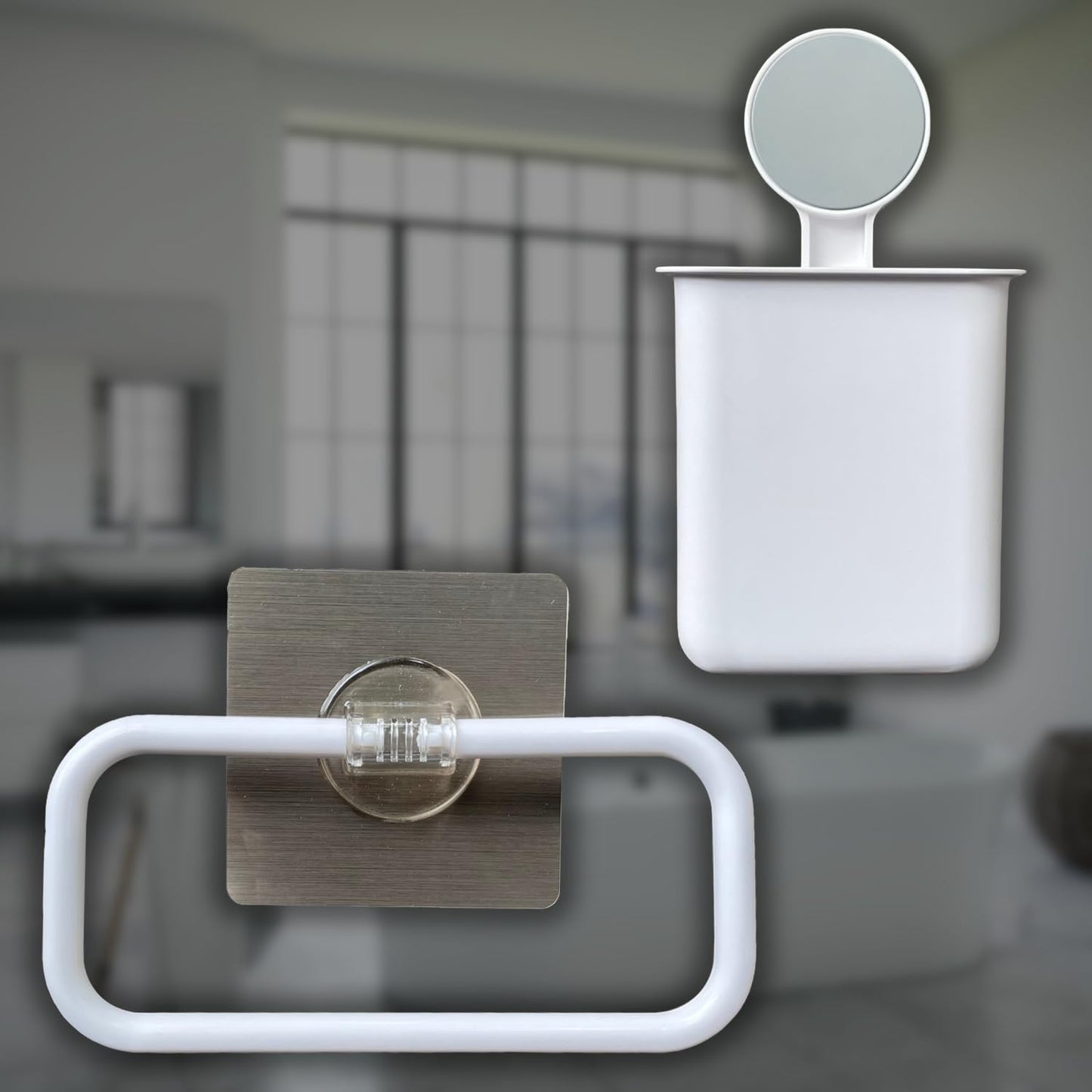 Toothbrush Holder with Towel Hanger
