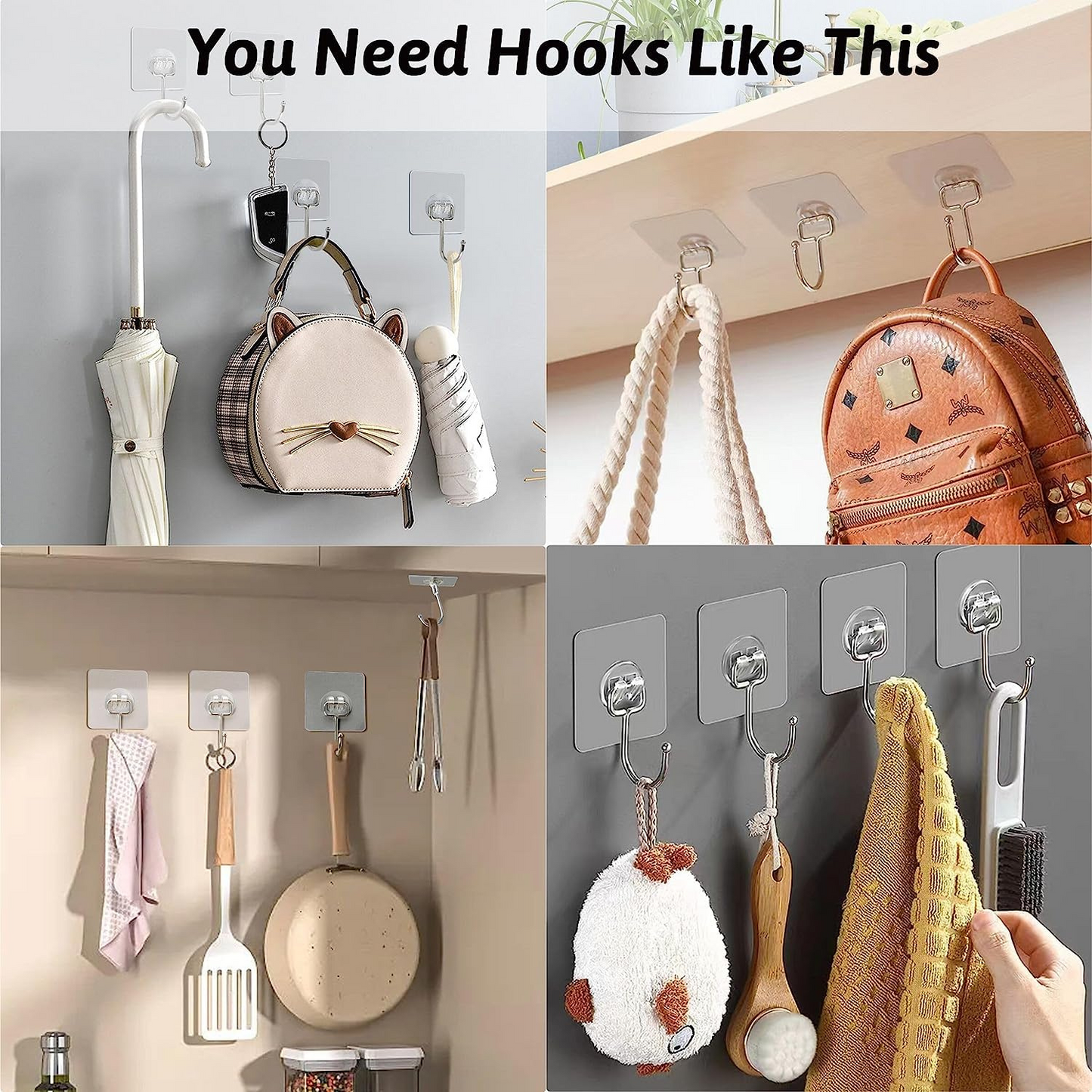 Self-Adhesive Stainless Steel Wall Hooks –Utility Hanging (Pack of 5)