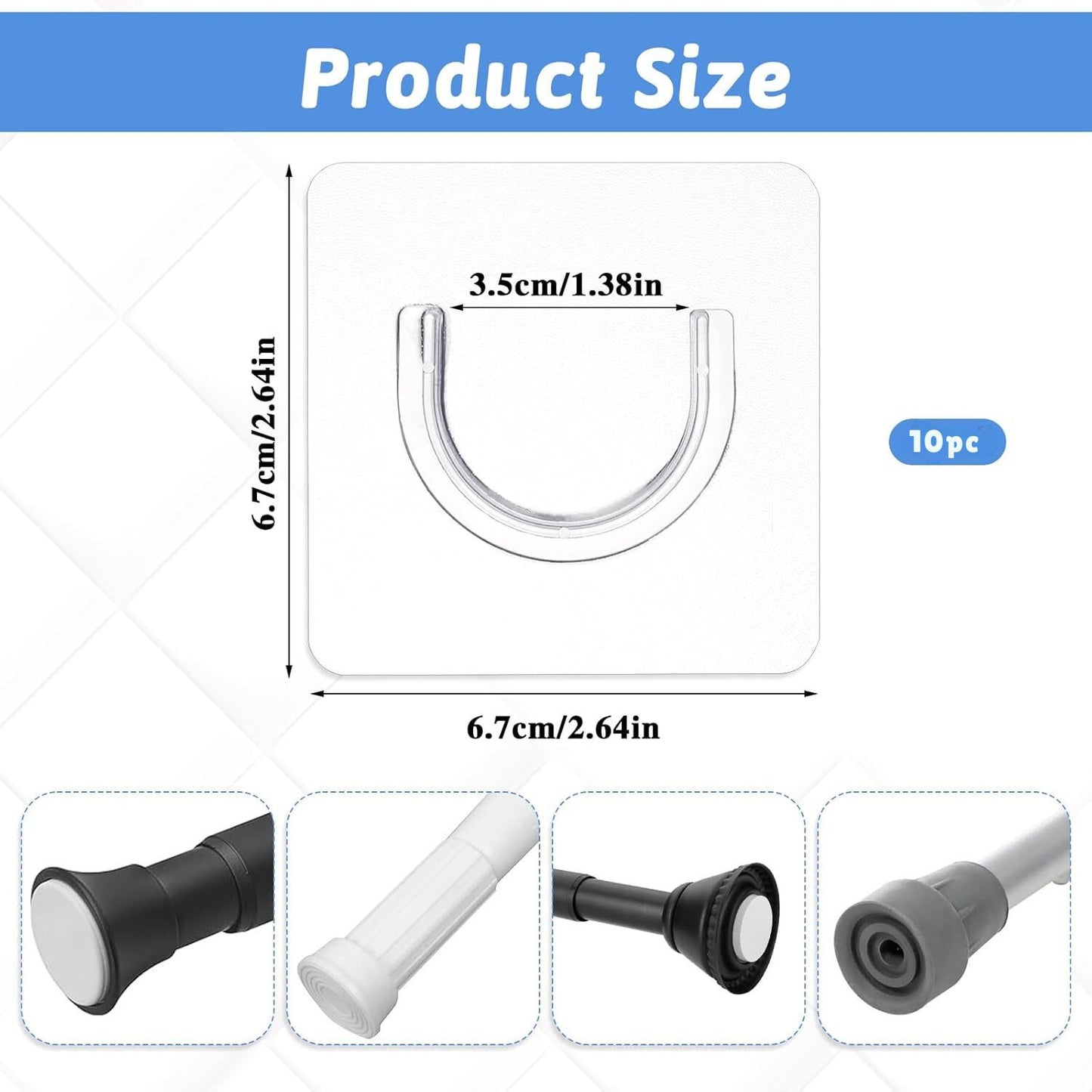 No-Drill Tension Rod Holders (Pack of 10)