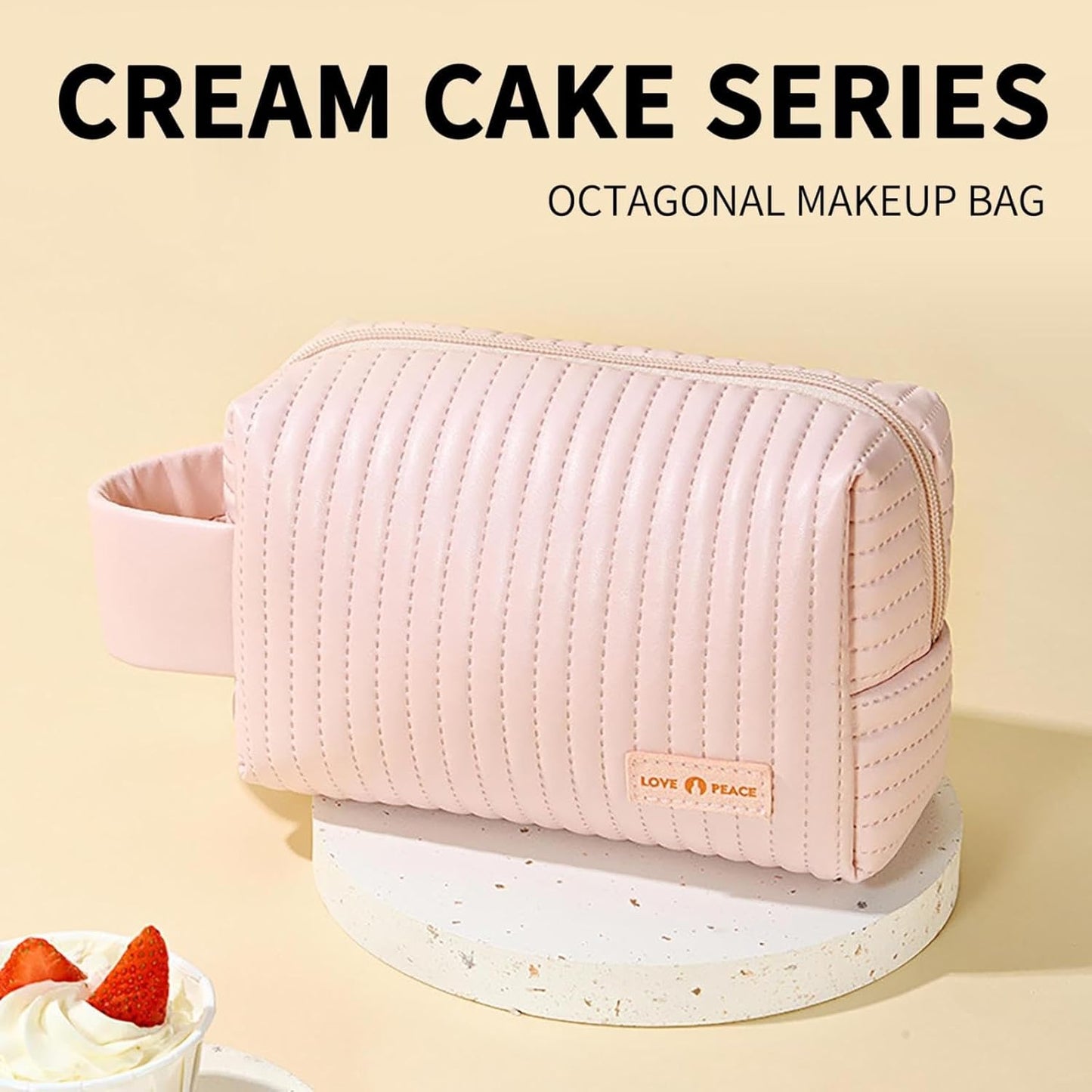 Leather Makeup Organizer - Portable Zippered Bag