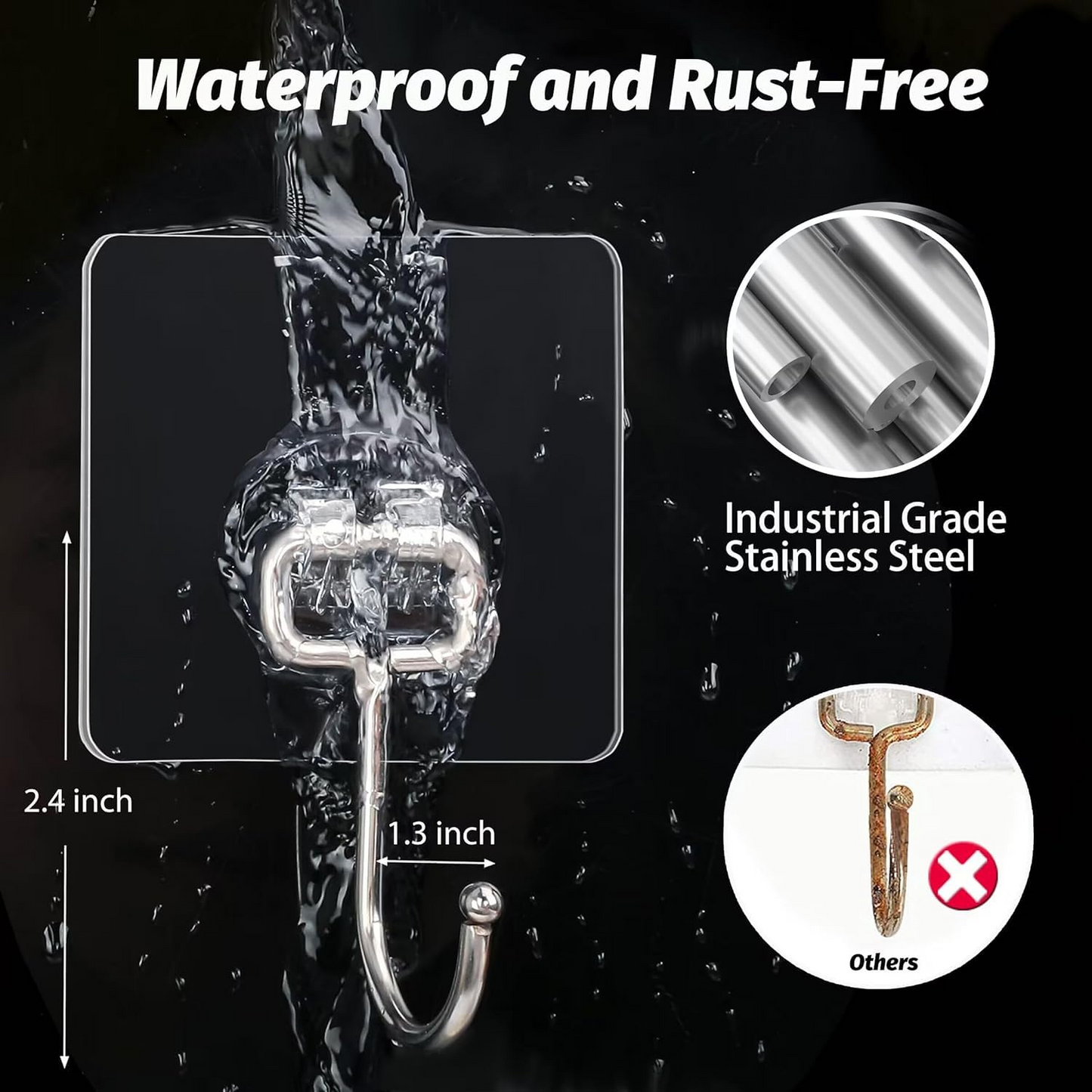 Self-Adhesive Stainless Steel Wall Hooks –Utility Hanging (Pack of 5)