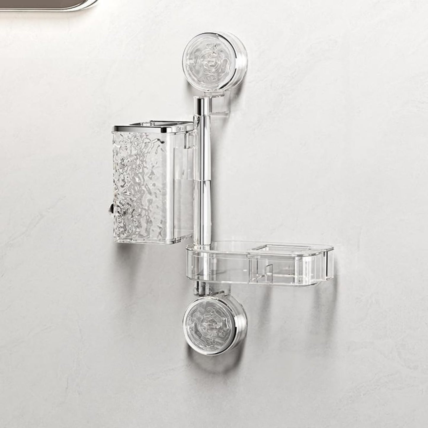 Clear Plastic Toothbrush Holder & Hair Dryer Holder For Wall Mount