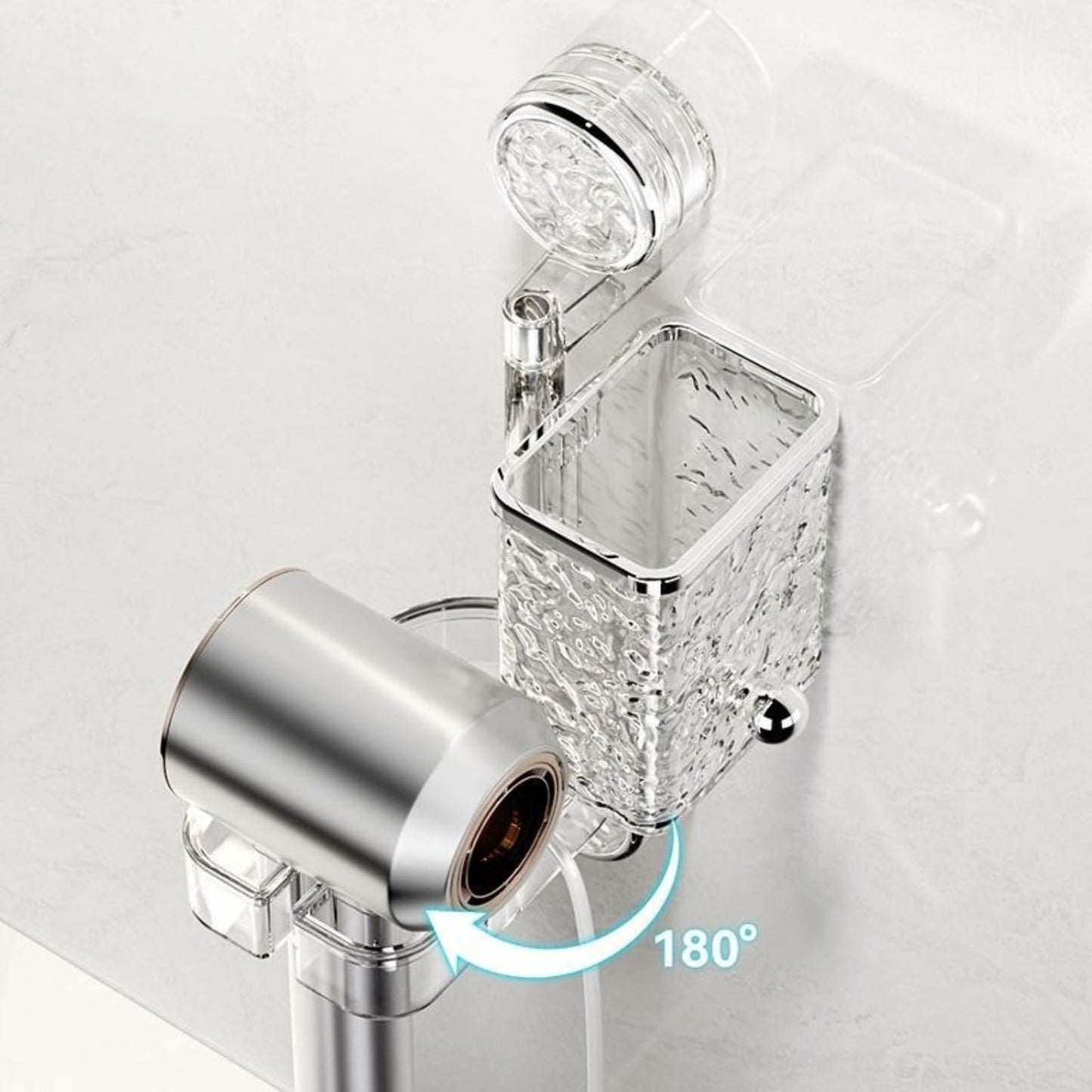 Clear Plastic Toothbrush Holder & Hair Dryer Holder For Wall Mount