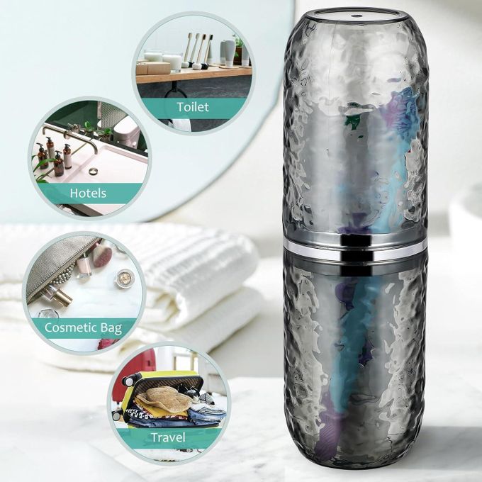 Transparent Toothbrush Holder With Cup Portable Container for Travel