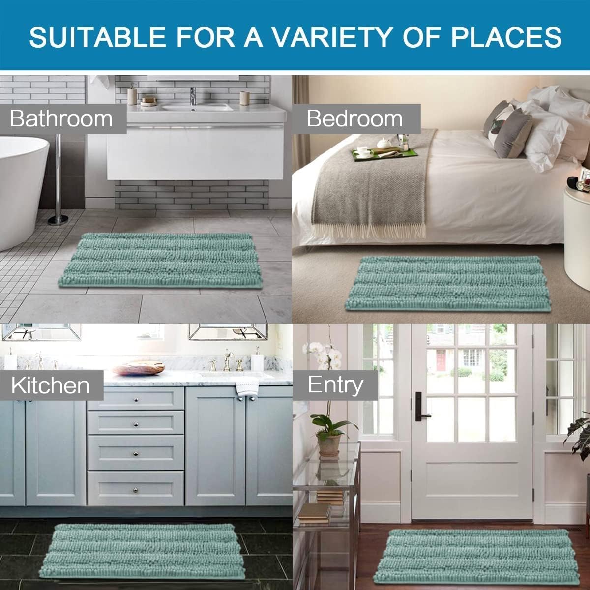 Non-Slip Chenille Microfiber Bath Mat