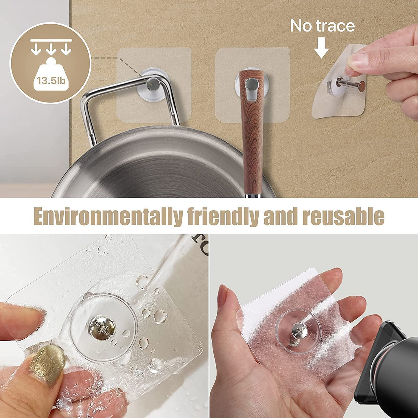 Self-Adhesive Flat Screw Wall Hooks (Pack of 10)