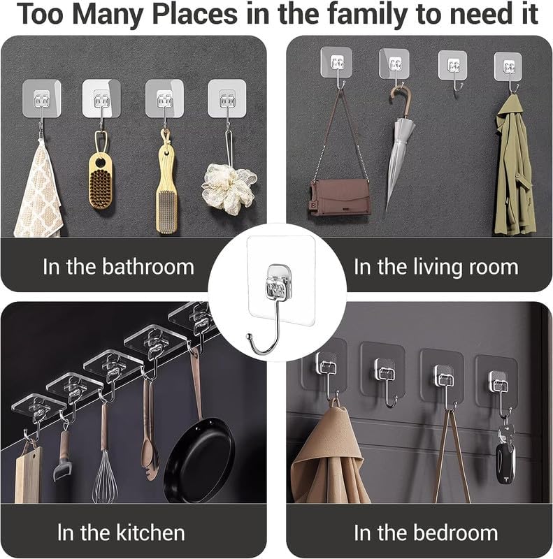 Self-Adhesive Stainless Steel Wall Hooks –Utility Hanging
