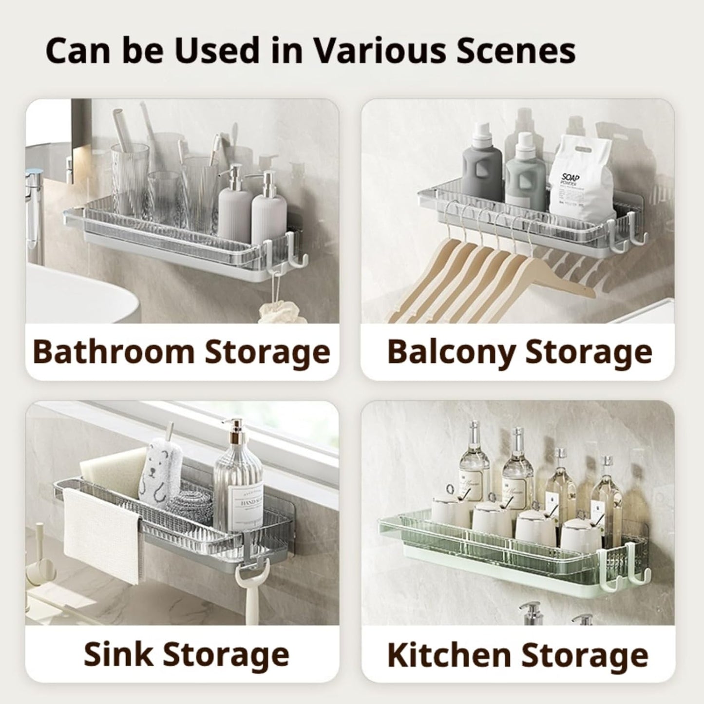 Wall Mounted Plastic Bathroom Shelf Storage Rack
