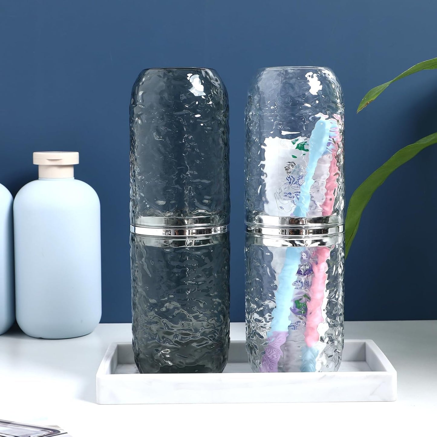 Transparent Toothbrush Holder With Cup Portable Container for Travel