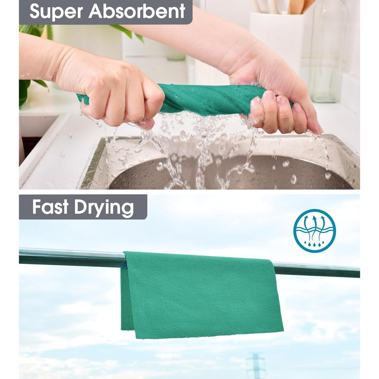 Kitchen Microfiber Cleaning Cloth Roll-Pack of 2