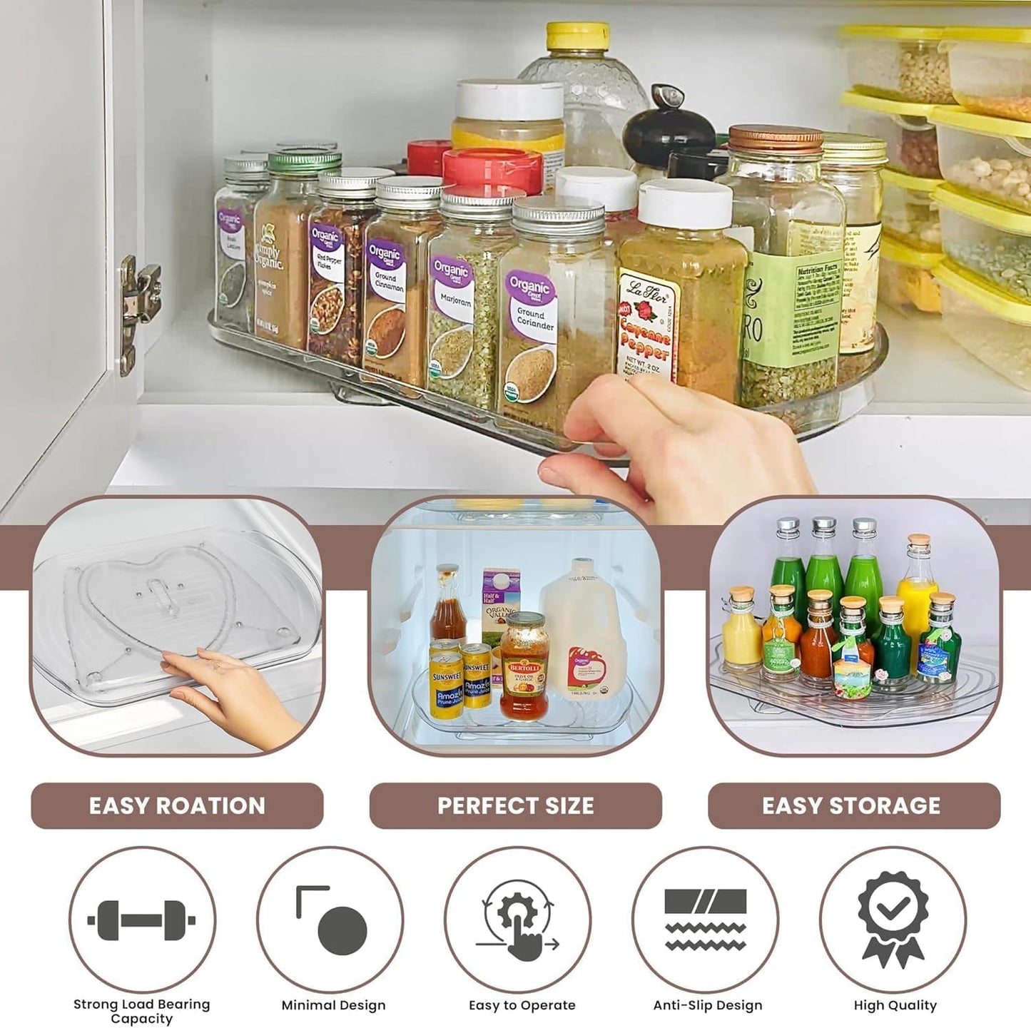 Kichen Rotating Fridge Organizer Tray