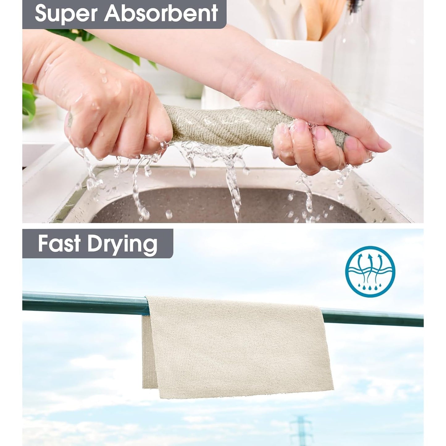 Kitchen Microfiber Cleaning Cloth Roll