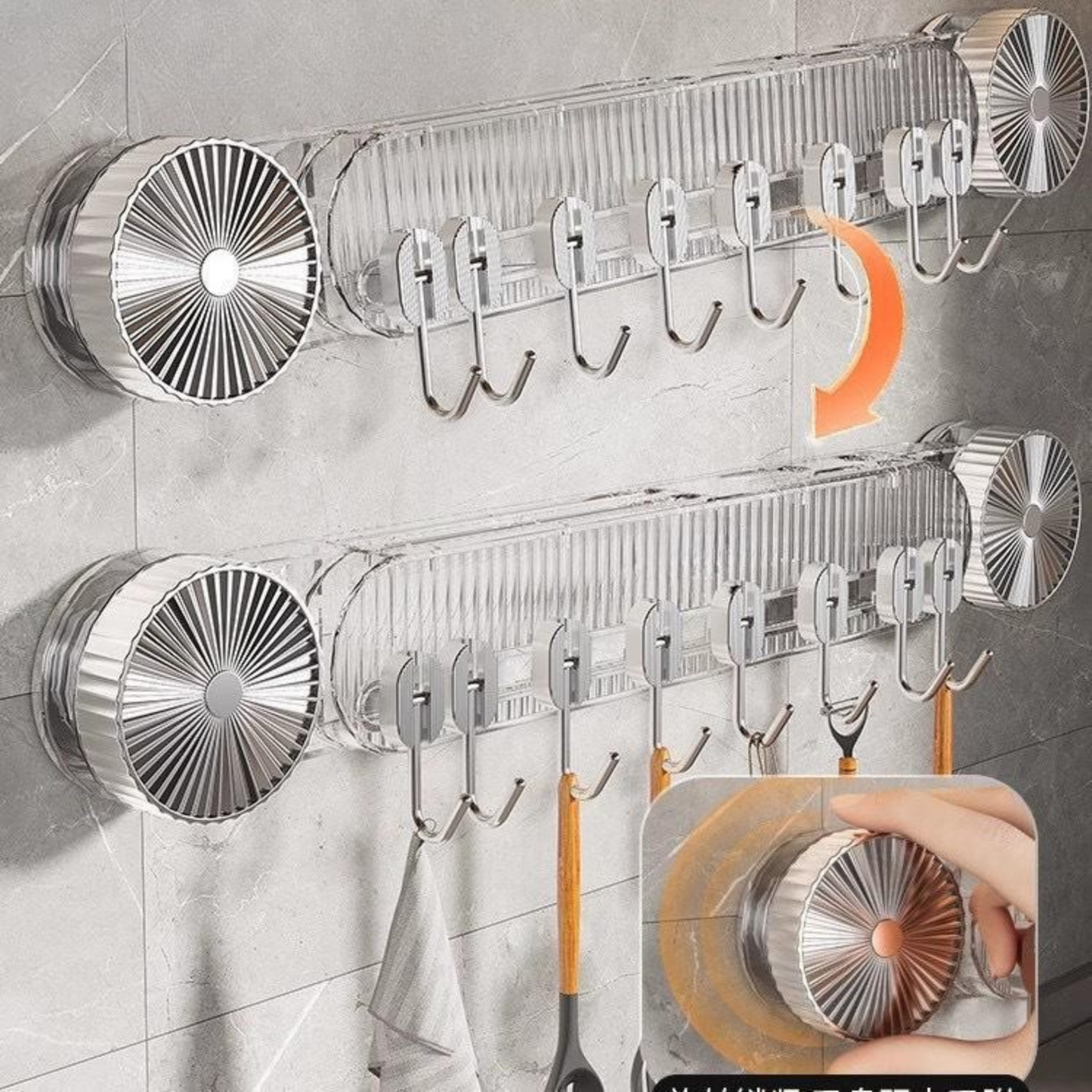 Wall-Mounted Kitchen Knife Holder with Hooks Utensil Rack