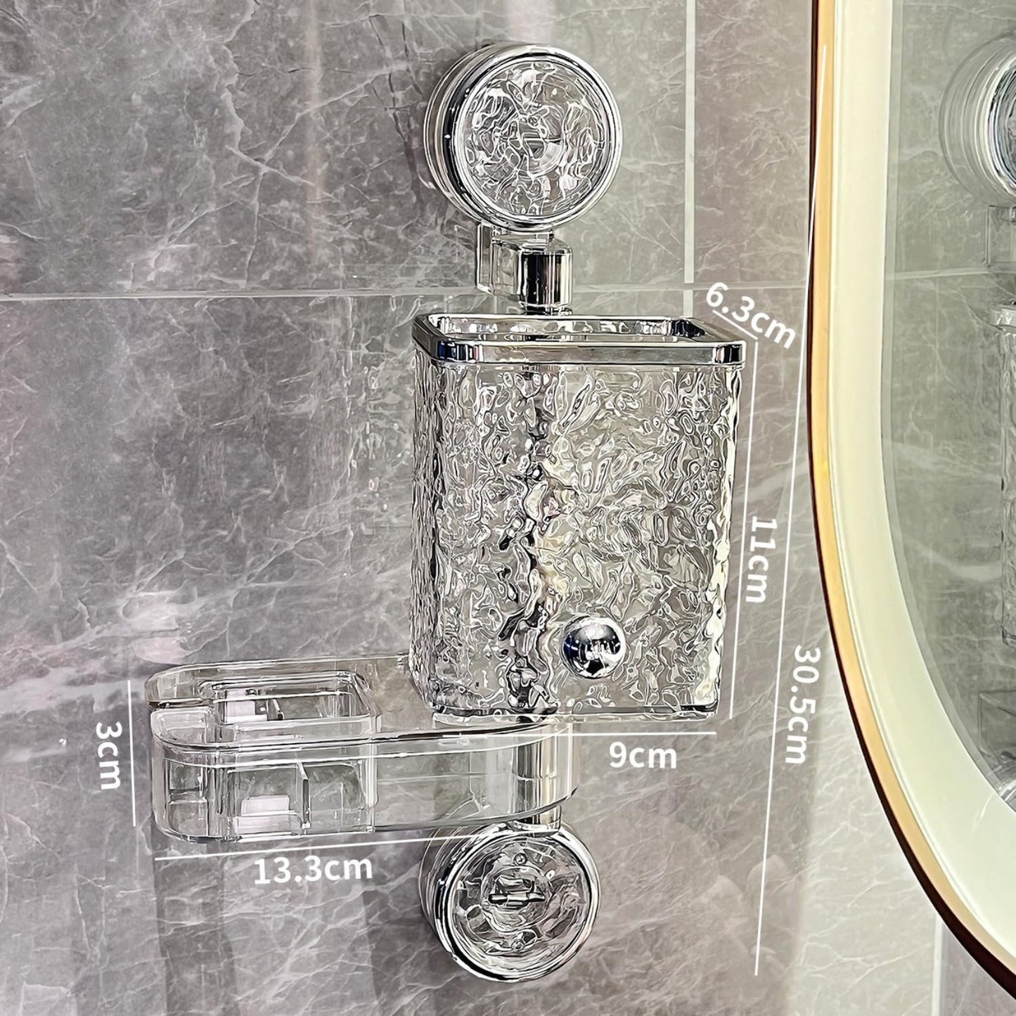 Clear Plastic Toothbrush Holder & Hair Dryer Holder For Wall Mount