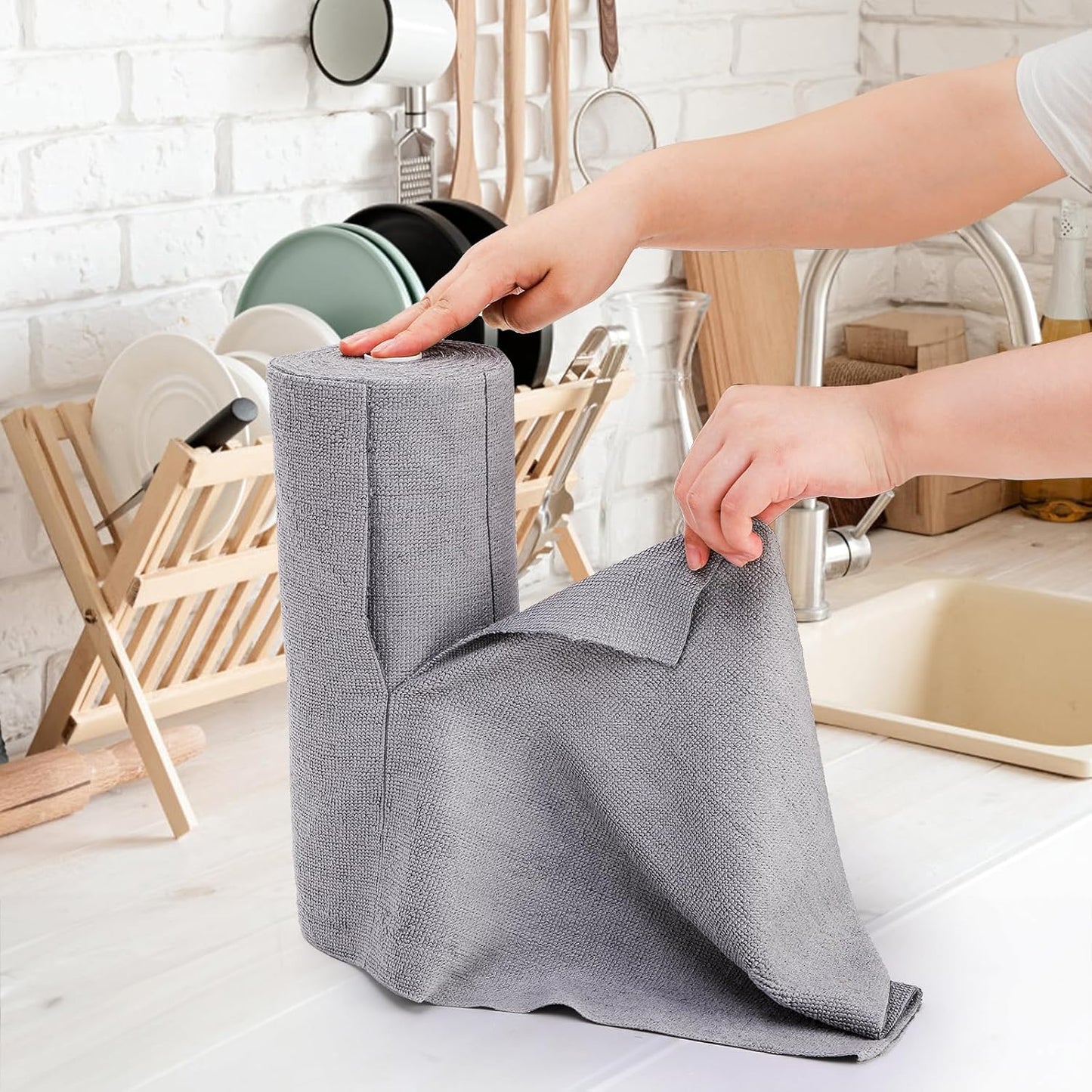 Kitchen Microfiber Cleaning Cloth Roll (20- Pack) 25 x 26 Cms