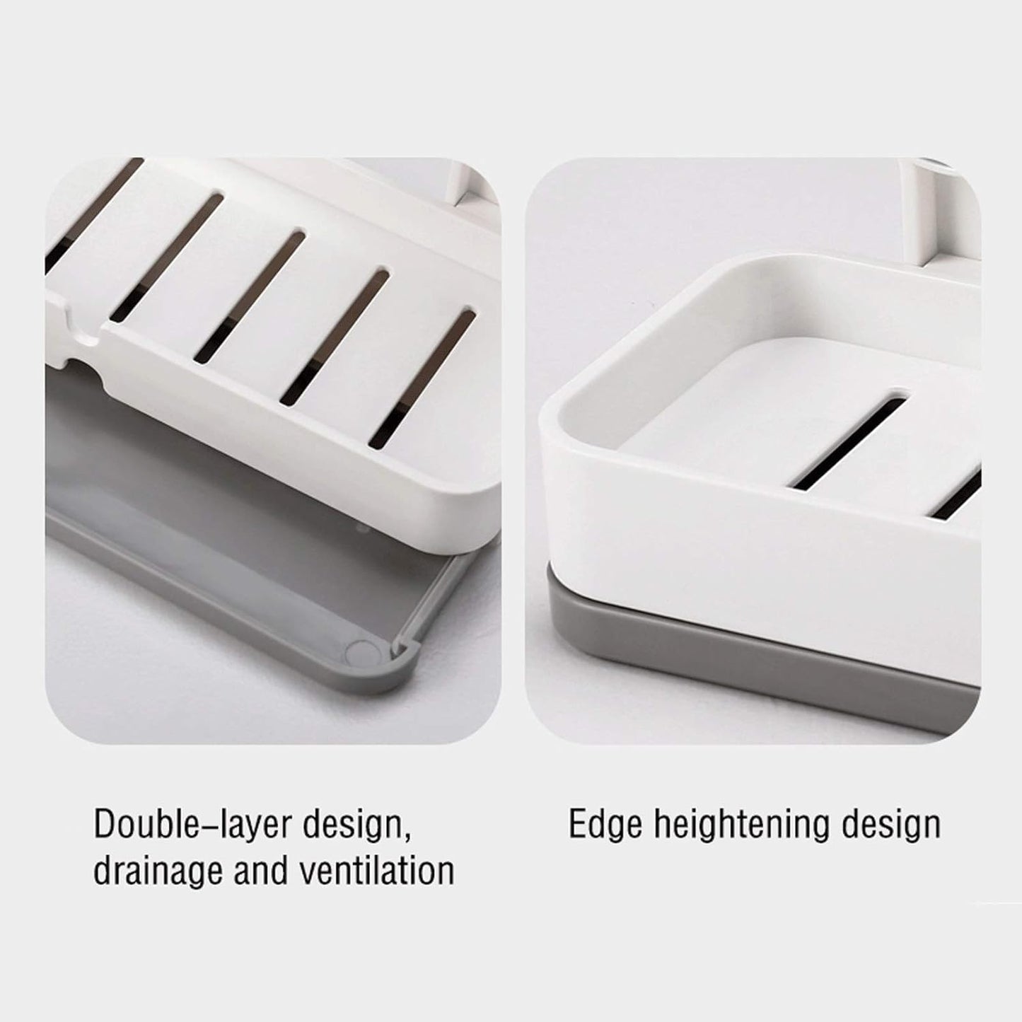 Self-Adhesive Soap Dish with Drain Tray