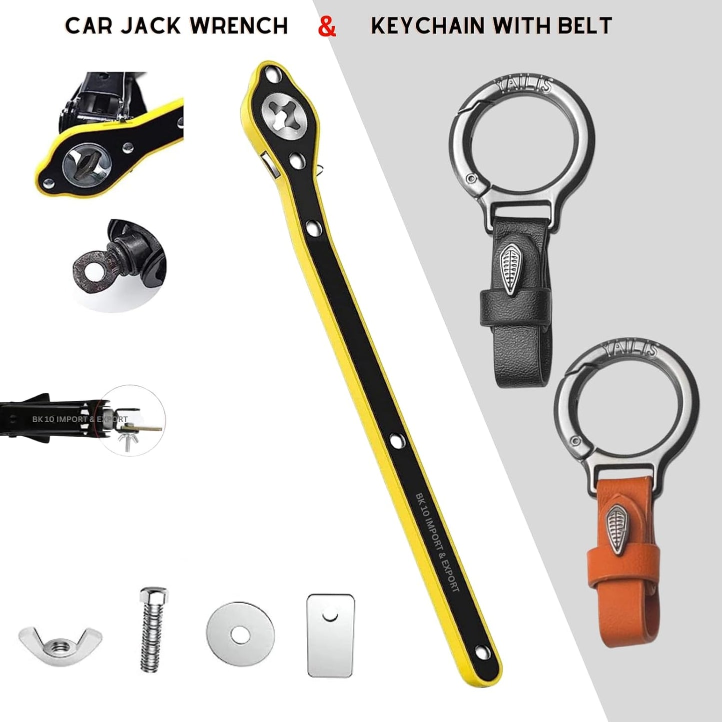 Car Jack Wrench and Key-chain Set