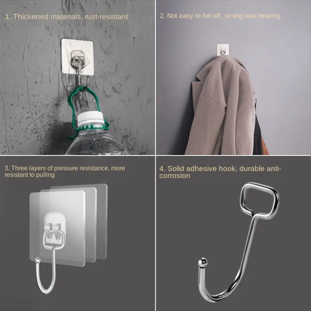 Durable Self-Adhesive Wall Hooks