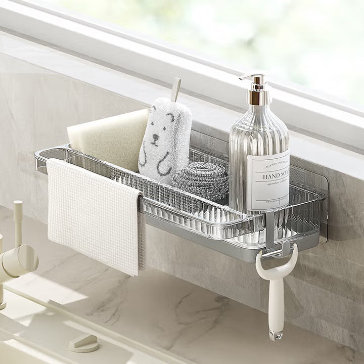 Wall Mounted Plastic Bathroom Shelf Storage Rack