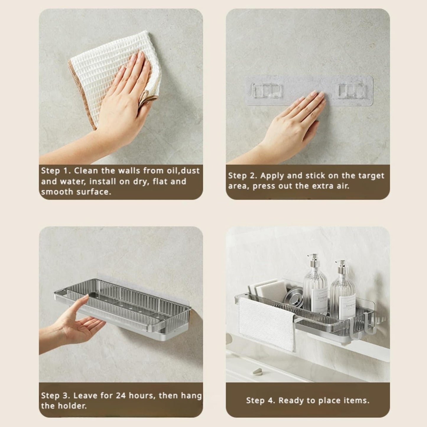 Wall Mounted Plastic Bathroom Shelf Storage Rack