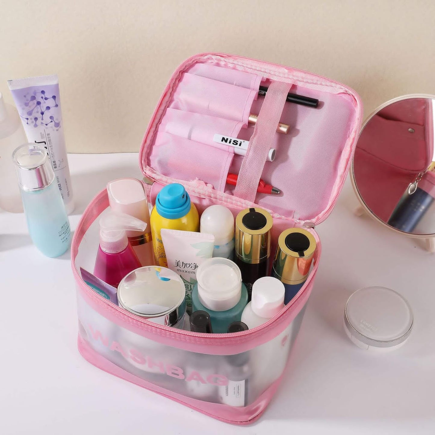 Letter Graphic Transparent Cosmetic Bag
