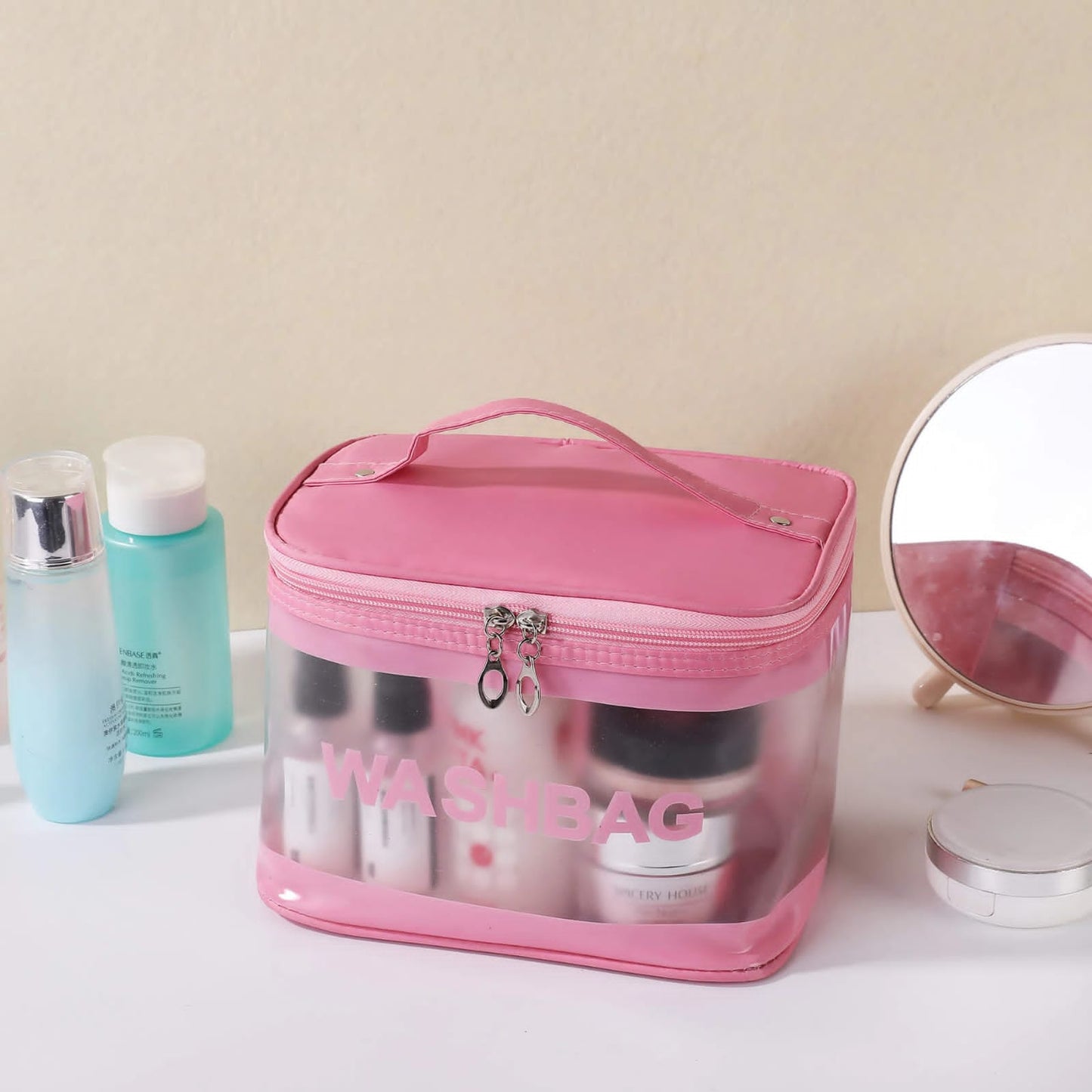 Letter Graphic Transparent Cosmetic Bag