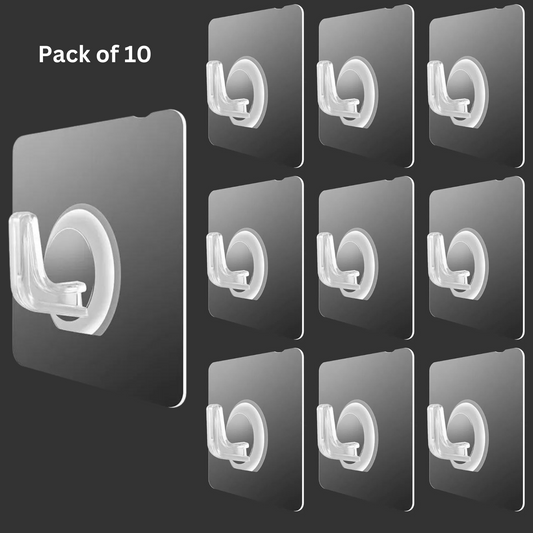 Transparent Seamless Self-Adhesive Hooks (Pack of 10)