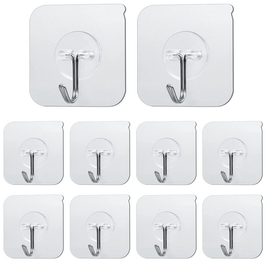 Self-Adhesive Stainless Steel Wall Hooks for Kitchen, Bathroom (Pack of 10)