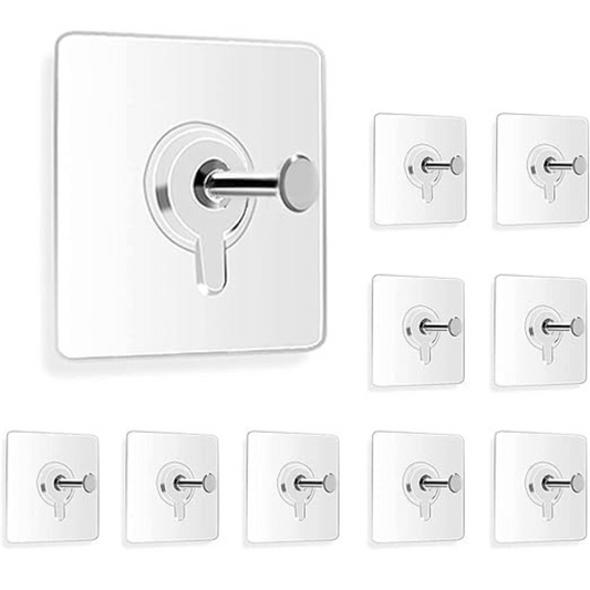 Self-Adhesive Flat Screw Wall Hooks (Pack of 10)