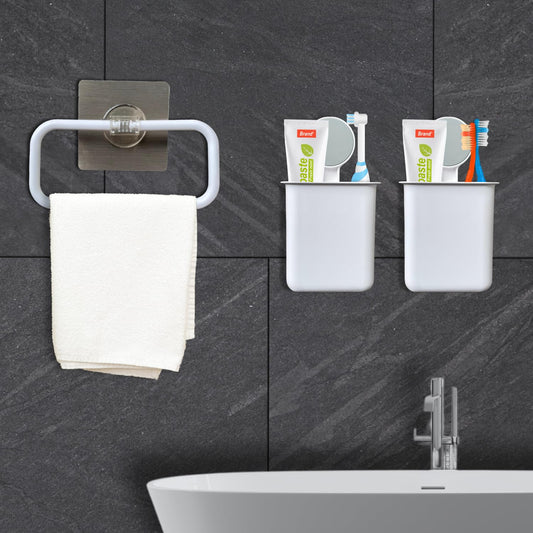 Toothbrush Holder with Towel Hanger
