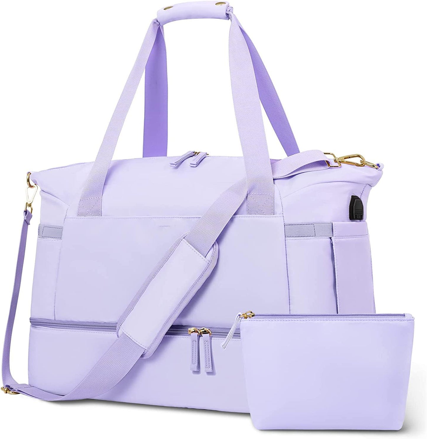 Women Bag – USB Charging Port, Wet Pocket, Shoe Compartment & Pouch