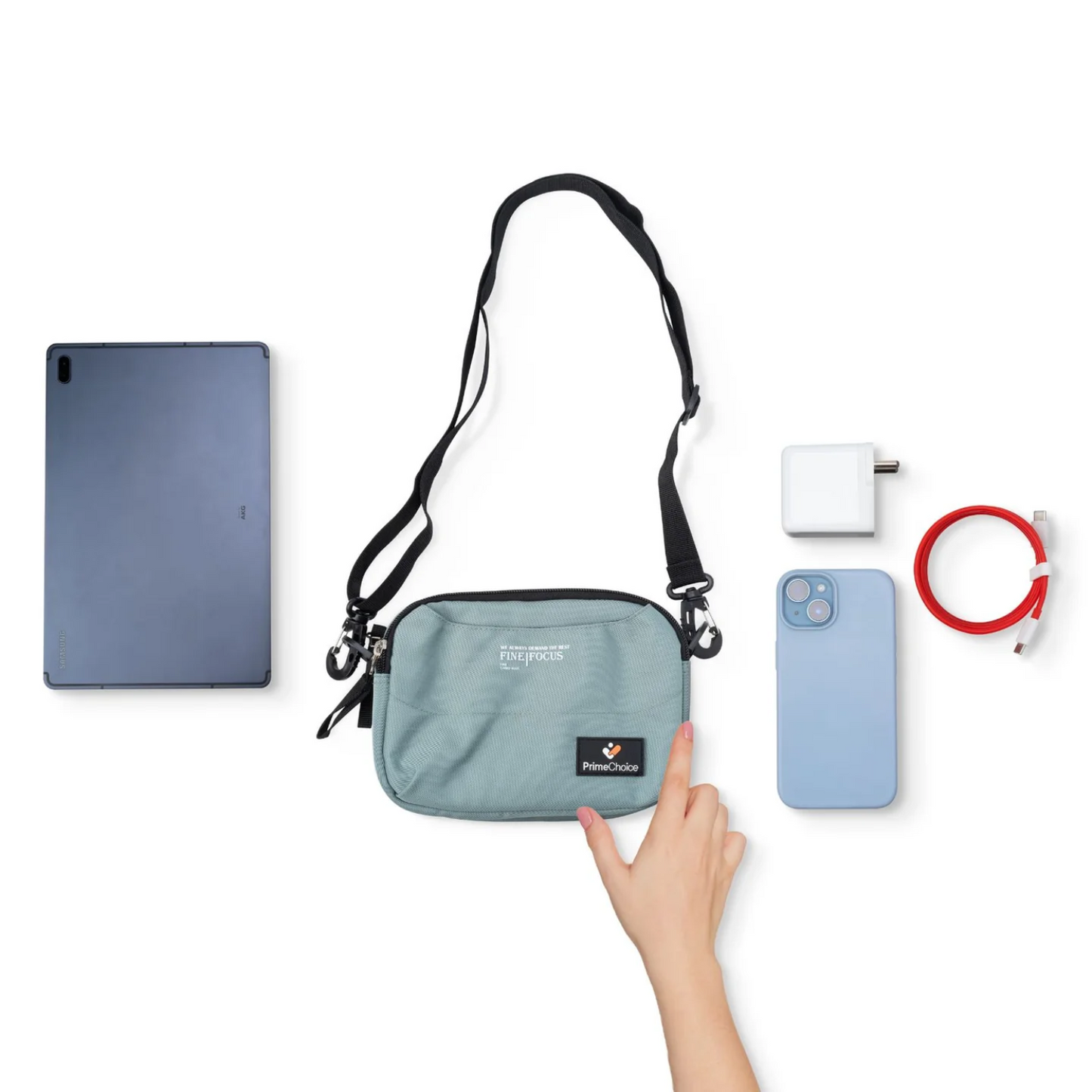 5 Pocket Sling Cross body Bag with Zip Closure